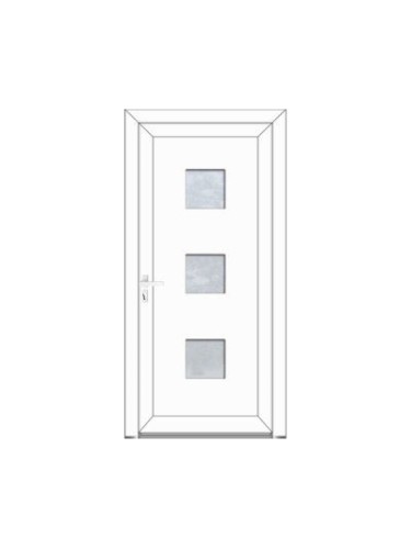 Porte d’entrée PVC CARELIA sur mesure – Insert carré centré & option inox – Gamme Élégance