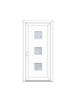 Porte d’entrée PVC CARELIA sur mesure – Insert carré centré & option inox – Gamme Élégance