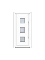 Porte d’entrée PVC CARELIA sur mesure – Insert carré centré & option inox – Gamme Élégance