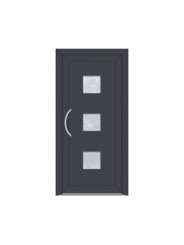 Porte d’entrée PVC CARELIA sur mesure – Insert carré centré & option inox – Gamme Élégance