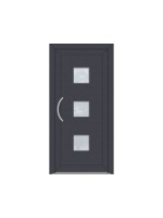 Porte d’entrée PVC CARELIA sur mesure – Insert carré centré & option inox – Gamme Élégance