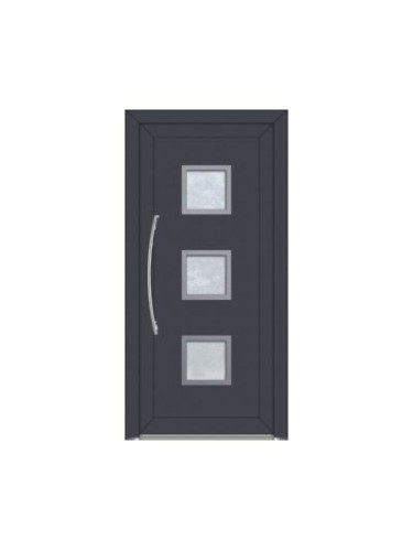 Porte d’entrée PVC CARELIA sur mesure – Insert carré centré & option inox – Gamme Élégance