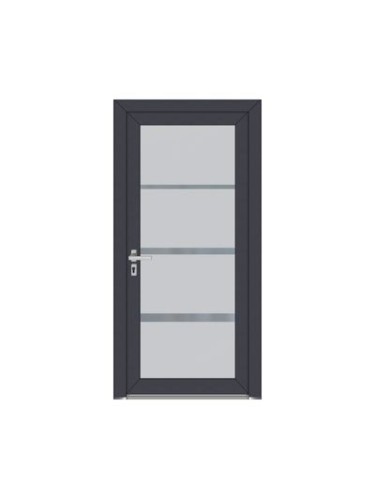 Porte d’entrée PVC MATHILDE Style Glass – Vitrage dépoli lignes horizontales – Gamme Élégance Style Glass