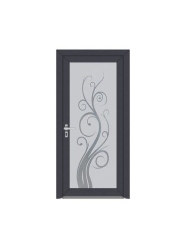 Porte d’entrée PVC ROMANE Style Glass – Vitrage dépoli motif plante tortueuse – Gamme Élégance Style Glass