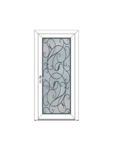 Porte d’entrée PVC MORGANE Style Glass – Vitrage dépoli motif végétal & arabesques – Gamme Élégance Style Glass