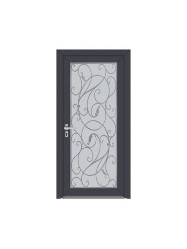 Porte d’entrée PVC MORGANE Style Glass – Vitrage dépoli motif végétal & arabesques – Gamme Élégance Style Glass