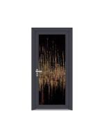 Porte d’entrée PVC EVA Style Créateur – Verre trempé & œuvre abstraite – Gamme Élégance Style Créateur