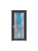 Porte d’entrée PVC LISE Style Créateur – Verre trempé & œuvre abstraite rouge/noir – Gamme Élégance Style Créateur