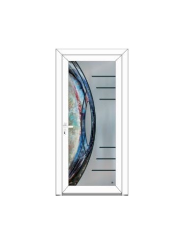 Porte d’entrée PVC LINE Style Créateur – Verre trempé & design lignes graphiques – Gamme Élégance Style Créateur