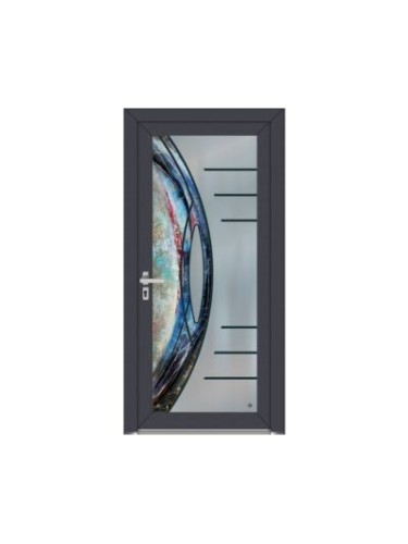 Porte d’entrée PVC LINE Style Créateur – Verre trempé & design lignes graphiques – Gamme Élégance Style Créateur