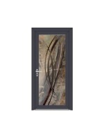 Porte d’entrée PVC ELSA Style Créateur – Verre trempé & peinture abstraite tons brun/caramel/beige/noir