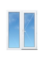 Porte de Service PVC Vitrée avec Fixe à Gauche sur Mesure – Gamme Élégance