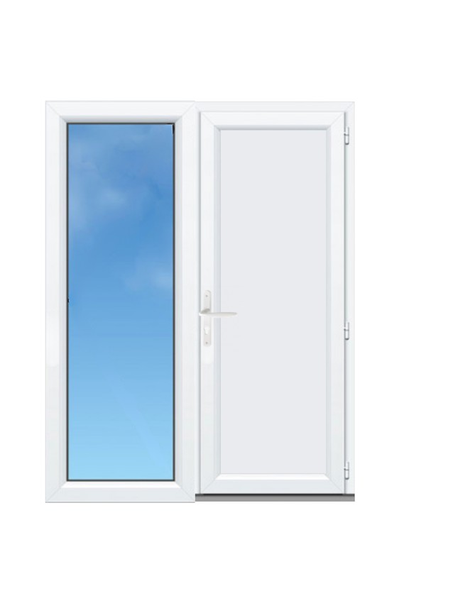 Porte de Service PVC Pleine avec Fixe à Gauche sur Mesure – Gamme Élégance