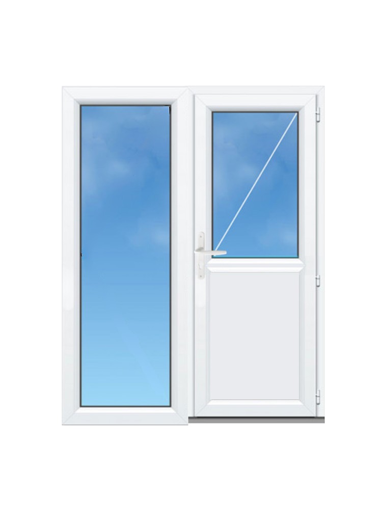 Porte de Service PVC Demi Vitrée avec Fixe à Gauche sur Mesure – Gamme Élégance