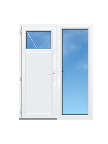 Porte de Service PVC Tiers Vitrée avec Fixe à Droite sur Mesure – Gamme Élégance