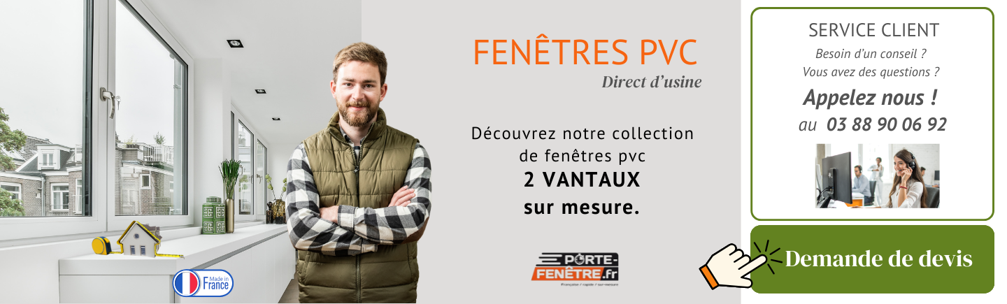 Fenêtre PVC - 2 VANTAUX SUR MESURE - CL